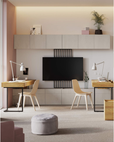 Szafka Teen Flex TF-09, wisząca, drzwiczki, silk flou/ hikora naturalna/ raw steel, LENART Szafka Teen Flex TF-09, wisząca, drzwiczki, silk flou/ hikora naturalna/ raw steel, LENART