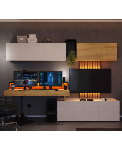 Szafka Teen Flex TF-10, wisząca, drzwiczki, silk flou/ hikora naturalna/ raw steel, LENART Szafka Teen Flex TF-10, wisząca, drzwiczki, silk flou/ hikora naturalna/ raw steel, LENART