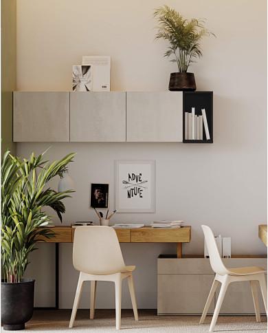 Półka wisząca Teen Flex TF-11, silk flou/ hikora naturalna/ raw steel, LENART