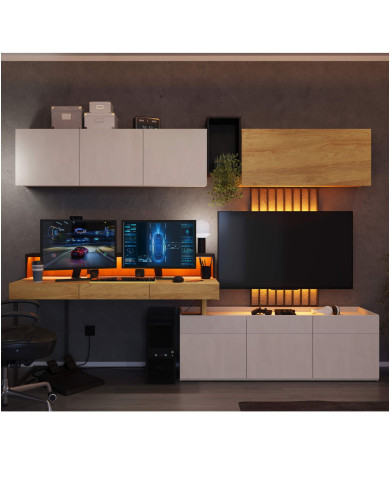 Panel wiszący TV Teen Flex TF-14, oświetlenie pomarańczowe, czarny, LENART Panel wiszący TV Teen Flex TF-14, oświetlenie pomarańczowe, czarny, LENART