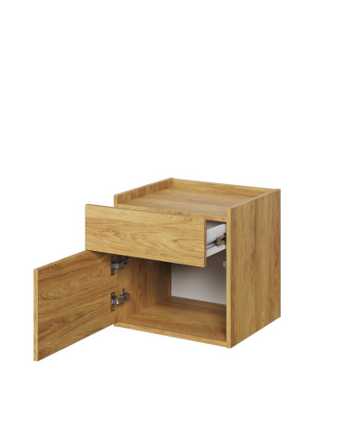 Stolik nocny Teen Flex TF-18, szuflada, drzwiczki, silk flou/ hikora naturalna/ raw steel , LENART Stolik nocny Teen Flex TF-18, szuflada, drzwiczki, silk flou/ hikora naturalna/ raw steel , LENART