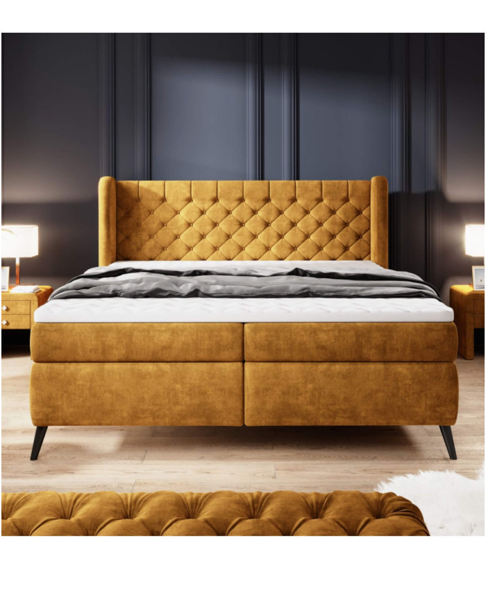 Łóżko kontynentalne Madison 180x200 cm, tapicerowane, materace, Wersal