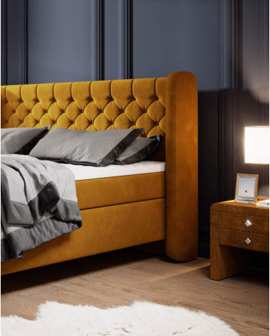 Łóżko kontynentalne Madison 140x200 cm, boxspring, tapicerowane, materace, Wersal Łóżko kontynentalne Madison 140x200 cm, boxspring, tapicerowane, materace, Wersal