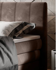 Łóżko kontynentalne Carina 180x200 cm, boxspring, tapicerowane, materace, pojemniki, Wersal