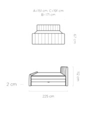 Łóżko kontynentalne Carina 140x200 cm, boxspring, tapicerowane, materace, pojemniki, Wersal