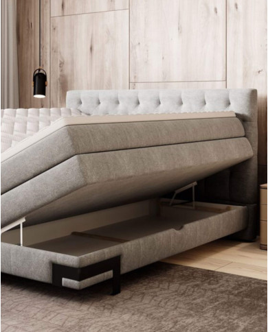 Łóżko kontynentalne Godin 140x200 cm, boxspring, tapicerowane, materace, pojemniki, Wersal Łóżko kontynentalne Godin 140x200 cm, boxspring, tapicerowane, materace, pojemniki, Wersal