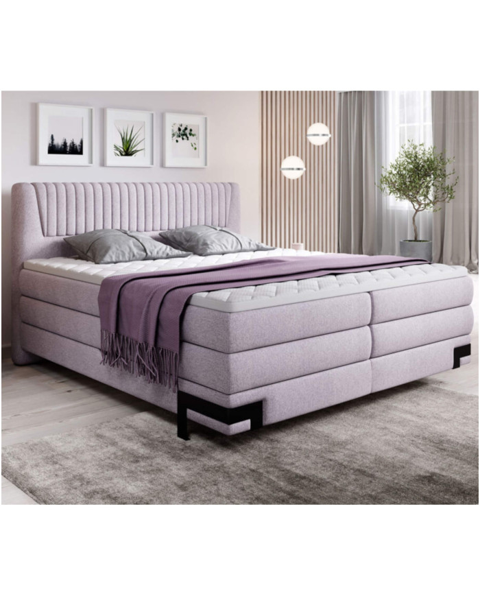 Łóżko kontynentalne Palio 160x200 cm, boxspring, tapicerowane, materace, pojemniki, Wersal