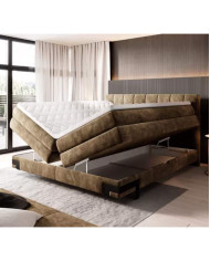 Łóżko kontynentalne Viano 160x200 cm, boxspring, tapicerowane, materace, pojemniki, Wersal