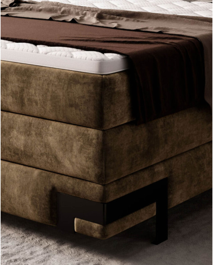 Łóżko kontynentalne Viano 180x200 cm, boxspring, tapicerowane, materace, pojemniki, Wersal