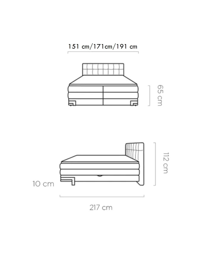 Łóżko kontynentalne Viano 180x200 cm, boxspring, tapicerowane, materace, pojemniki, Wersal