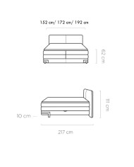 Łóżko kontynentalne Valente 180x200 cm, boxspring, tapicerowane, materace, pojemniki, Wersal