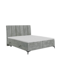Łóżko kontynentalne Adert 140x200 cm, tapicerowane, materac, pojemnik, topper, LAVERTO