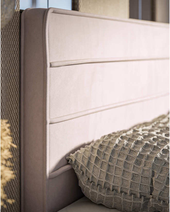 Łóżko kontynentalne Beneti 120x200 cm, tapicerowane, materac, pojemnik, topper, LAVERTO