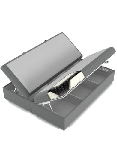 Łóżko kontynentalne Beneti 140x200 cm, tapicerowane, materac, pojemnik, topper, LAVERTO