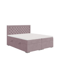 Łóżko kontynentalne Bloom 200x200 cm, tapicerowane, materac, pojemnik, topper, LAVERTO