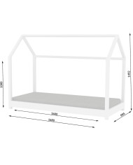 Łóżko Bella 160x80 sosnowe białe ze stelażem i materacem-4