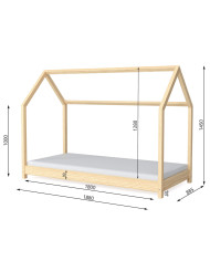 Łóżko Bella 180x80 sosnowe białe ze stelażem i materacem-4