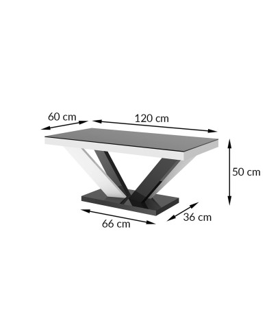 Ława Viva 2 Mini, czarny mat/ biały połysk, 60/50/120 cm, HUBERTUS Ława Viva 2 Mini, czarny mat/ biały połysk, 60/50/120 cm, HUBERTUS