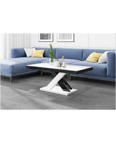 Ława Xenon Lux Mini 60/50/120 cm, blat biały połysk / nogi czarny i biały połysk, HUBERTUS Ława Xenon Lux Mini 60/50/120 cm, blat biały połysk / nogi czarny i biały połysk, HUBERTUS