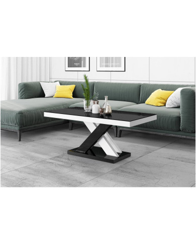 Ława Xenon Lux Mini 60/50/120 cm, blat czarny mat/ podstawa czarny i biały połysk, HUBERTUS Ława Xenon Lux Mini 60/50/120 cm, blat czarny mat/ podstawa czarny i biały połysk, HUBERTUS