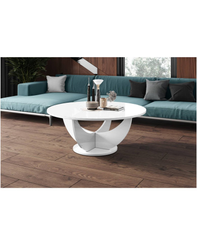 Ława okrągła Capri 100, biały połysk, średnica 100 cm, HUBERTUS Ława okrągła Capri 100, biały połysk, średnica 100 cm, HUBERTUS
