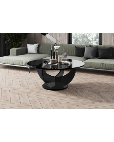 Ława okrągła Capri 100, czarny połysk, średnica 100 cm, HUBERTUS Ława okrągła Capri 100, czarny połysk, średnica 100 cm, HUBERTUS