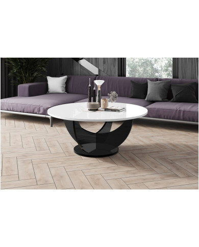 Ława okrągła Capri 100, biały mat/ czarny połysk, średnica 100 cm, HUBERTUS Ława okrągła Capri 100, biały mat/ czarny połysk, średnica 100 cm, HUBERTUS