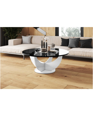 Ława okrągła Capri 100, czarny matowy/ biały połysk, średnica 100 cm, HUBERTUS Ława okrągła Capri 100, czarny matowy/ biały połysk, średnica 100 cm, HUBERTUS