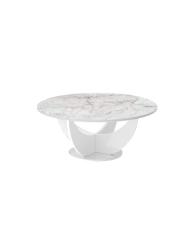 Ława okrągła Capri 100, marmur venatino biały połysk/ biały połysk, średnica 100 cm, HUBERTUS Ława okrągła Capri 100, marmur venatino biały połysk/ biały połysk, średnica 100 cm, HUBERTUS