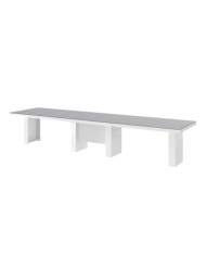 Stół rozkładany Largo 160-400/75/89 cm, szary mat/ biały połysk, 5 wkładów, HUBERTUS