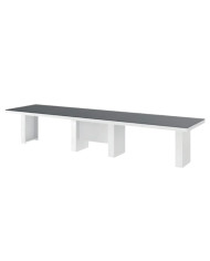 Stół rozkładany Largo 160-400/75/89 cm, czarny matowy/ biały połysk, 5 wkładów, HUBERTUS