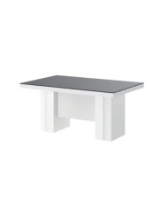 Stół rozkładany Largo 160-400/75/89 cm, czarny matowy/ biały połysk, 5 wkładów, HUBERTUS