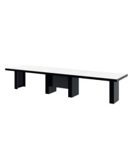Stół rozkładany Largo 160-400/75/89 cm, biały mat/ czarny połysk, 5 wkładów, HUBERTUS