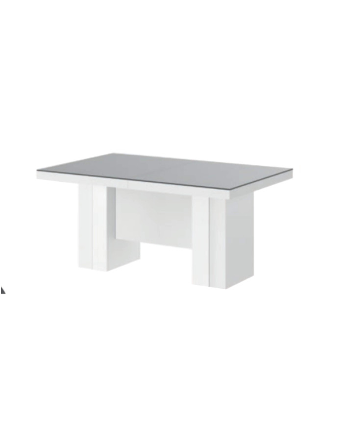 Stół rozkładany Largo 160-400/75/89 cm, szary połysk/ biały połysk, 5 wkładów, HUBERTUS