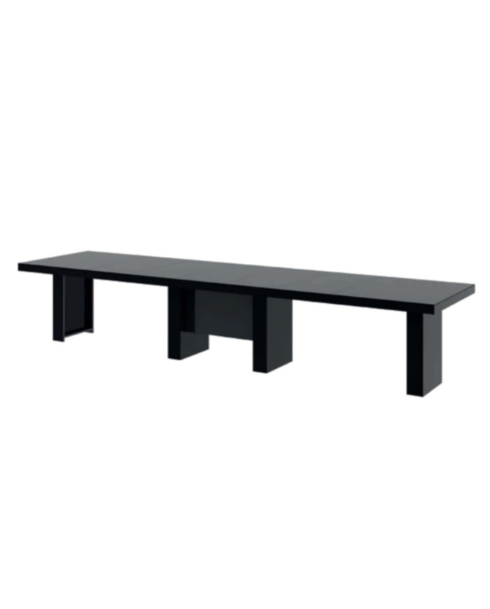 Stół rozkładany Largo 160-400/75/89 cm, czarny połysk, 5 wkładów, HUBERTUS