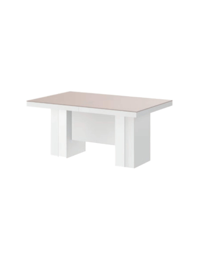 Stół rozkładany Largo160-400/75/89 cm, cappucino połysk/ biały połysk, 5 wkładów, HUBERTUS