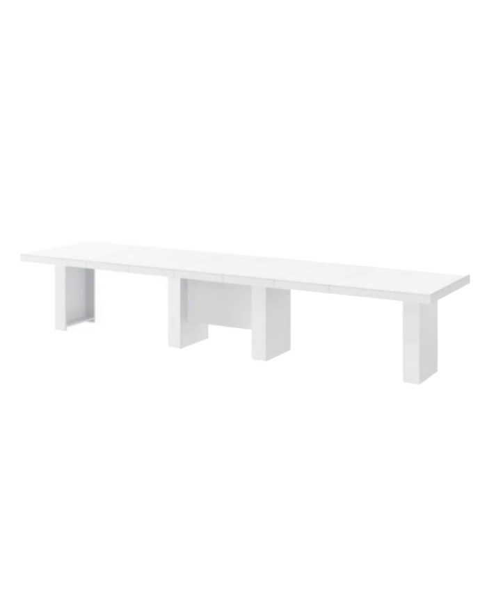 Stół rozkładany Largo 160-400/75/89 cm, biały połysk, 5 wkładów, HUBERTUS