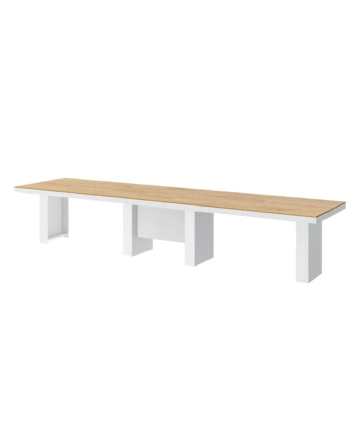 Stół rozkładany Largo 160-400/75/89 cm, dąb słoneczny/ biały połysk, 5 wkładów, HUBERTUS