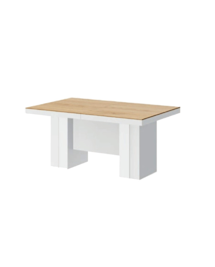 Stół rozkładany Largo 160-400/75/89 cm, dąb słoneczny/ biały połysk, 5 wkładów, HUBERTUS