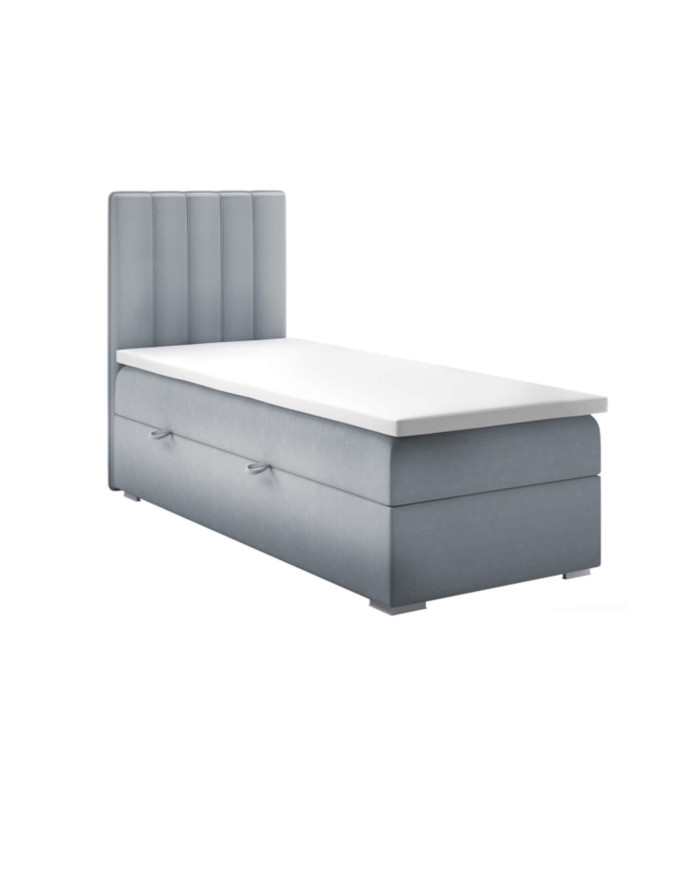 Łóżko kontynentalne Bergamo 90x200, tapicerowane, materac, pojemnik, topper-1