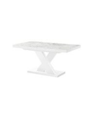 Stół rozkładany Xenon 140, marmur venatino biały połysk/ biały połysk, 140-188/75/89 cm, 1 wkład, HUBERTUS