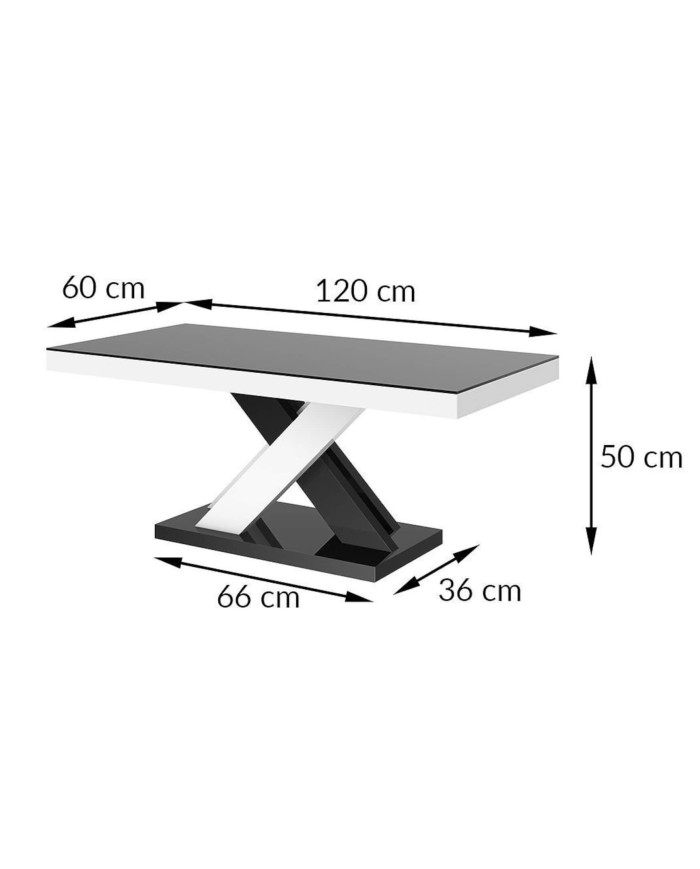 Ława Xenon Lux Mini 60/50/120 cm, czarny mat/ czarny połysk, HUBERTUS