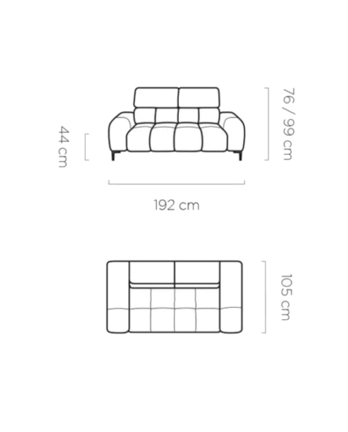 Sofa Plaza 2 osobowa, regulowane zagłówki, Wersal