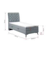 Łóżko kontynentalne Livorno 80x200, tapicerowane, materac, pojemnik, topper-4