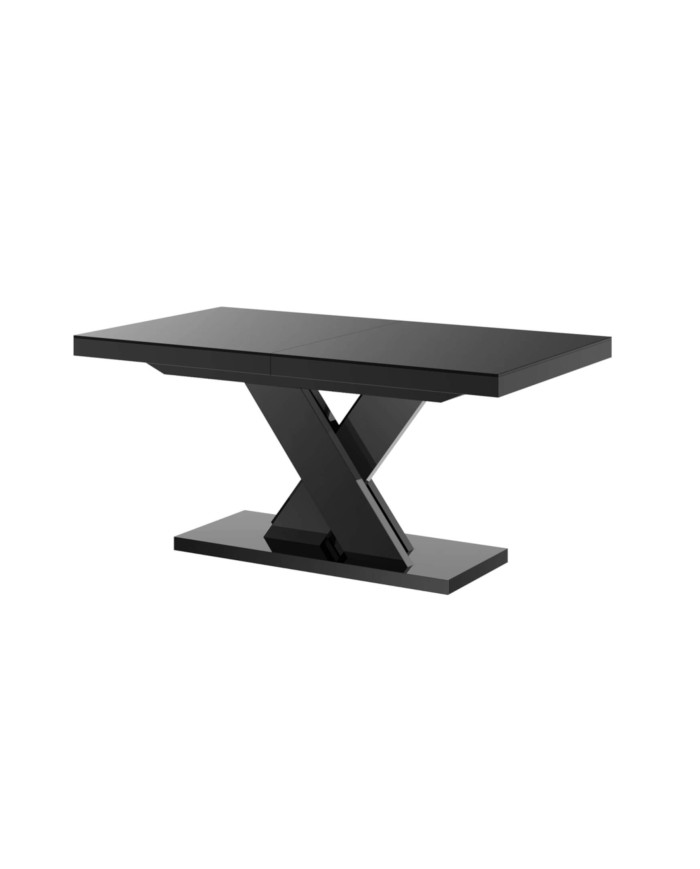 Stół rozkładany Xenon Lux 160-256/75/89 cm, czarny mat/ czarny połysk, 2 wkłady powiększające, HUBERTUS