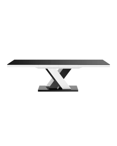 Stół rozkładany Xenon Lux 160-256/75/89 cm, blat czarny mat/ podstawa czarny i biały połysk, 2 wkłady, HUBERTUS Stół rozkładany Xenon Lux 160-256/75/89 cm, blat czarny mat/ podstawa czarny i biały połysk, 2 wkłady, HUBERTUS