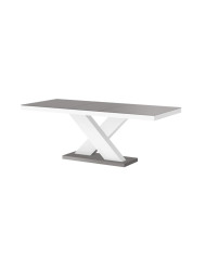 Stół rozkładany Xenon 140, szary mat/ biały połysk, 140-188/75/89 cm, 1 wkład powiększający, HUBERTUS