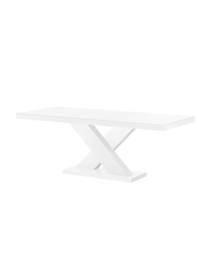 Stół rozkładany Xenon 140, biały mat/ biały połysk, 140-188/75/89 cm, 1 wkład powiększający, HUBERTUS
