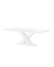 Stół rozkładany Xenon 140, biały mat/ biały połysk, 140-188/75/89 cm, 1 wkład powiększający, HUBERTUS