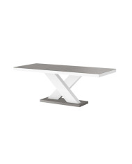 Stół rozkładany Xenon 140, szary połysk/ biały połysk, 140-188/75/89 cm, 1 wkład powiększający, HUBERTUS